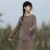 Round Neck Knitted Thickened Cashmere Women's Jacket Cardigan